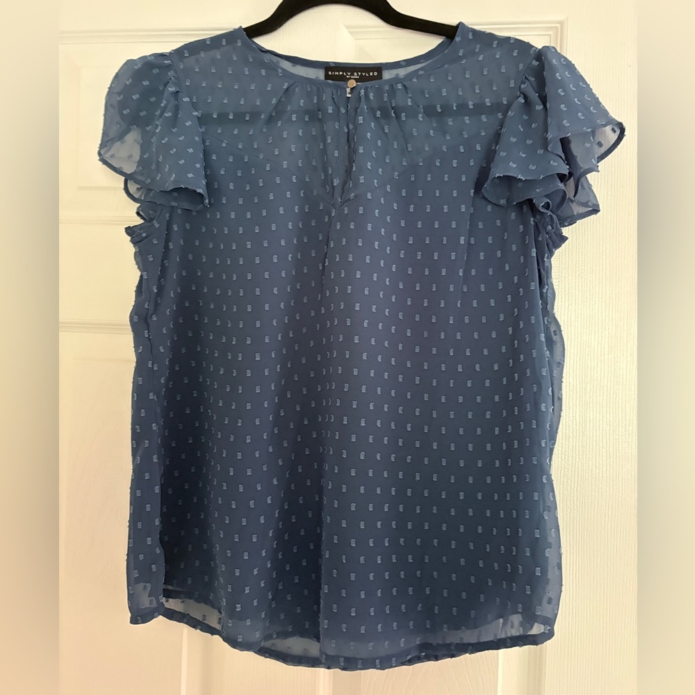 Simply Styled Blue Ruffle Sleeve Blouse